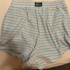 Daily Drills Striped Cotton Shorts — Light Blue, Yellow & White